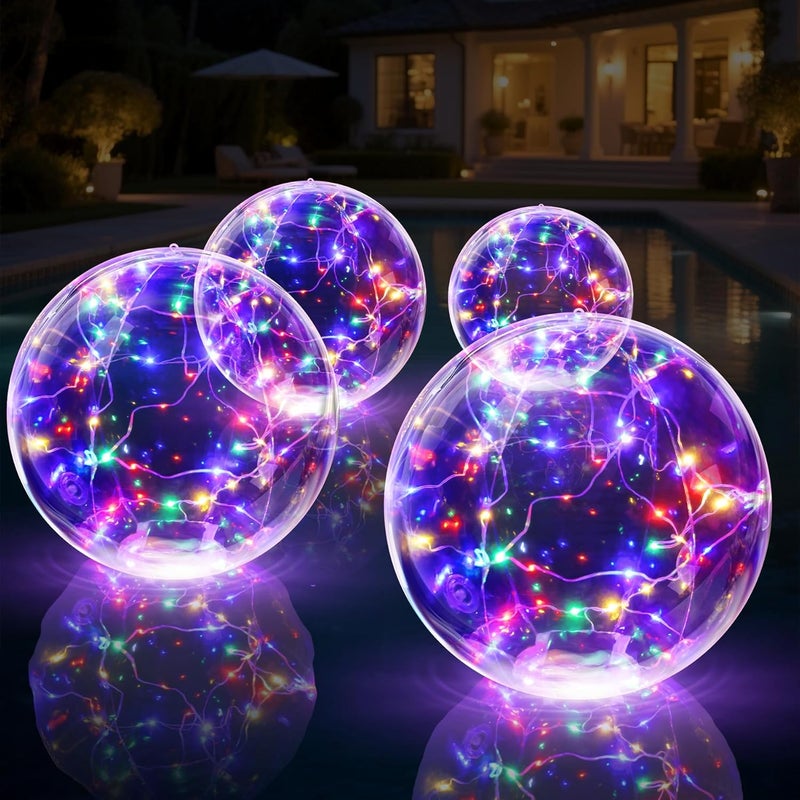 Niceput Solar Floating Pool Lights, 14 Inch Colorful Solar Pool Light Balls, Floating Glow Globe IP68 Waterproof, Inflatable Solar Lights up Balls for Swimming Pool Pond Outdoor Decor -4PCS - Image 1